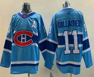 Mens Montreal Canadiens #11 Brendan Gallagher Blue 2022 Reverse Retro Stitched Jersey->montreal canadiens->NHL Jersey